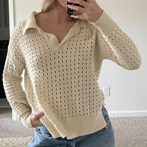 Joie Collared Boho‎ Cotton Sweater Polo Size Small